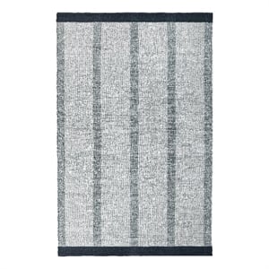 Pemberly Row 108 x 144&quot Striped Jute & Cotton Area Rug in Ivory/Black