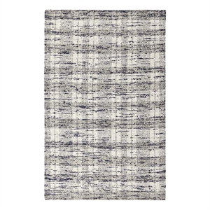 Pemberly Row 108 x 144&quot Striped Wool & Cotton Area Rug in Blue/Natural