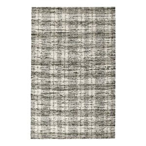 Pemberly Row 96 x 120&quot Striped Wool & Cotton Area Rug in Green/Natural