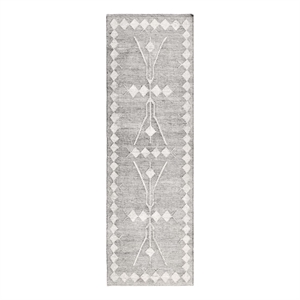 Pemberly Row 30 x 96&quot Geometric Polyester Fabric Area Rug in Gray