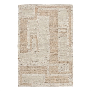 Pemberly Row 96 x 120&quot Abstract Geometric Wool Area Rug in Natural/Ivory