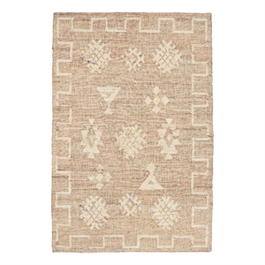 Pemberly Row 96 x 120&quot Abstract Geometric Wool Area Rug in Natural/Ivory