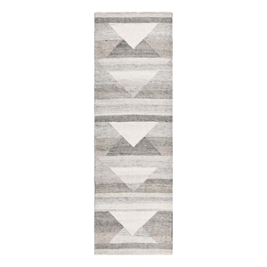 Pemberly Row 30 x 96&quot Geometric Polyester Fabric Area Rug in Gray
