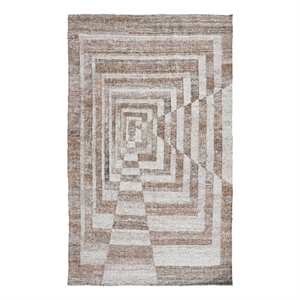 Pemberly Row 60 x 96&quot Geometric Polyester Fabric Area Rug in Sand