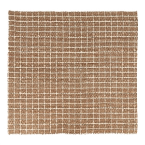 Pemberly Row 96 x 96&quot Checkered Jute Fabric Area Rug in Ivory/Natural