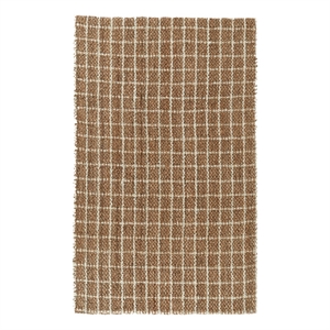 Pemberly Row 108 x 144&quot Checkered Jute Fabric Area Rug in Ivory/Natural