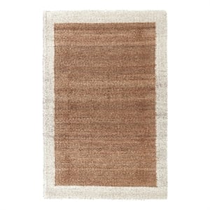 Pemberly Row 96 x 120&quot Jute Fabric Area Rug in Natural/Ivory