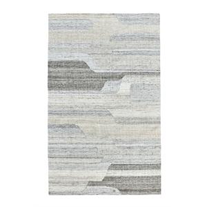 Pemberly Row 96 x 120&quot Geometric Polyester Fabric Area Rug in Sand