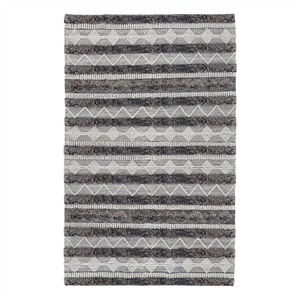Pemberly Row 60 x 96&quot Geometric Polyester Fabric Area Rug in Ivory/Gray