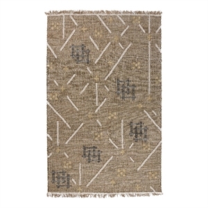 Pemberly Row 96 x 120&quot Geometric Wool & Jute Area Rug in Khaki