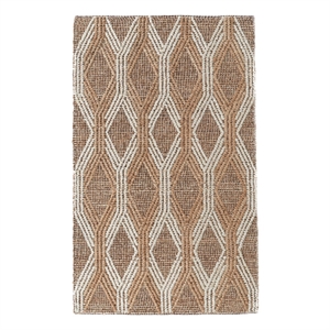 Pemberly Row 60 x 96&quot Geometric Jute/Cotton Accent Rug in Natural/Ivory