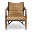 Pemberly Row Transitional Leather & Wood Accent Chair in Natural/Tan