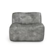 Pemberly Row Contemporary Top Grain Leather Swivel Accent Chair in Gray