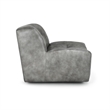Pemberly Row Contemporary Top Grain Leather Swivel Accent Chair in Gray