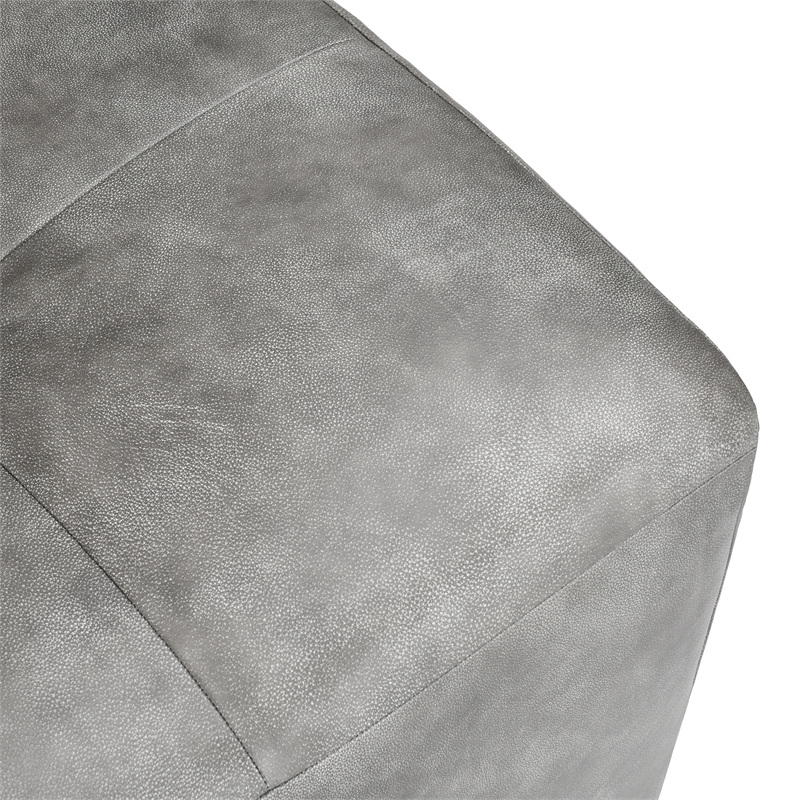 Pemberly Row Contemporary Top Grain Leather Swivel Accent Chair in Gray
