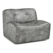 Pemberly Row Contemporary Top Grain Leather Swivel Accent Chair in Gray
