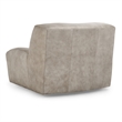 Pemberly Row Top Grain Leather Swivel Accent Chair in Sand Gray