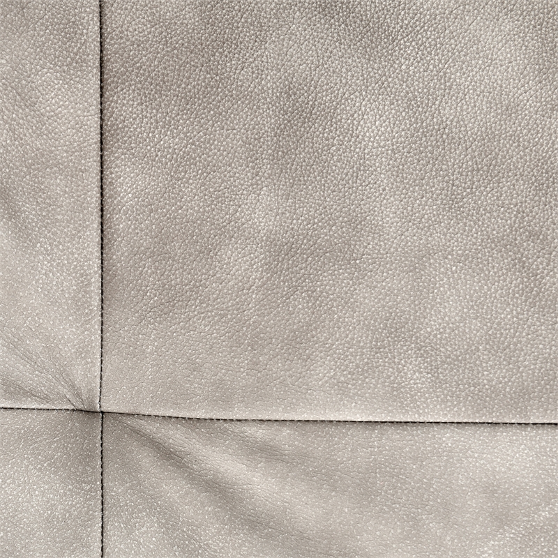 Pemberly Row Top Grain Leather Swivel Accent Chair in Sand Gray