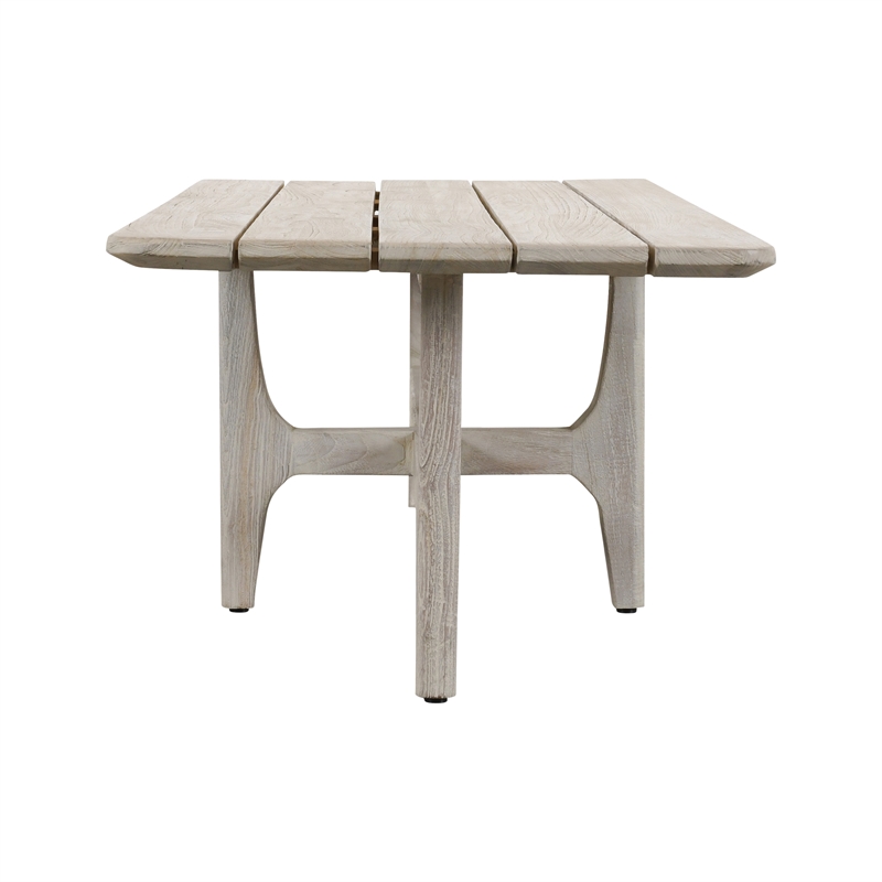 Pemberly Row Rectangle Teak Wood Outdoor Coffee Table in Matte Gray