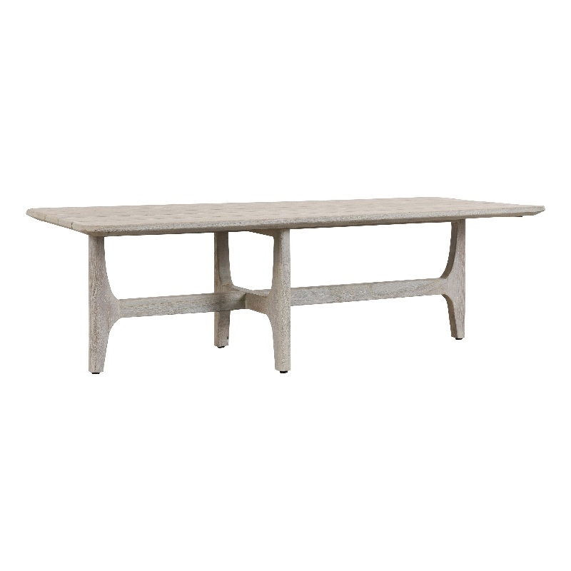 Pemberly Row Rectangle Teak Wood Outdoor Coffee Table in Matte Gray