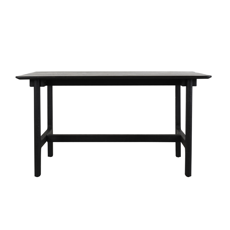 Pemberly Row Transitional Teak Wood Outdoor Counter Table in Matte Black