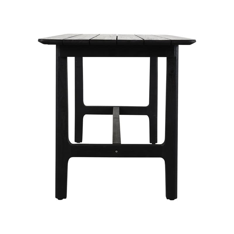 Pemberly Row Transitional Teak Wood Outdoor Counter Table in Matte Black
