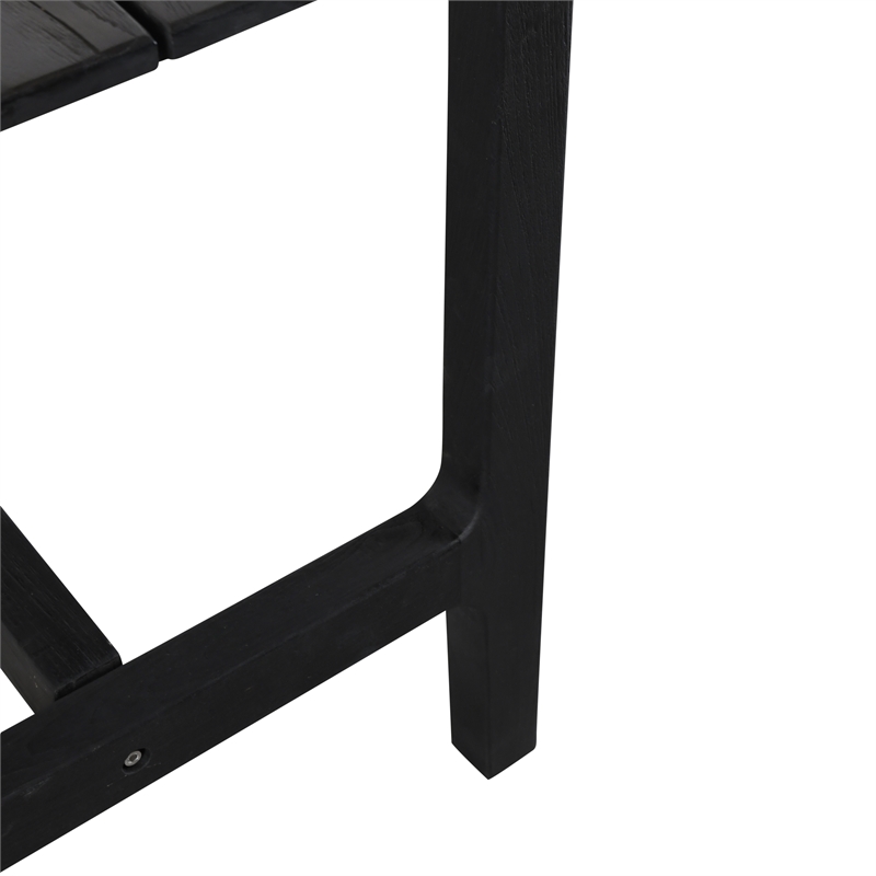 Pemberly Row Transitional Teak Wood Outdoor Counter Table in Matte Black