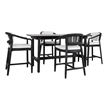 Pemberly Row Transitional Teak Wood Outdoor Counter Table in Matte Black