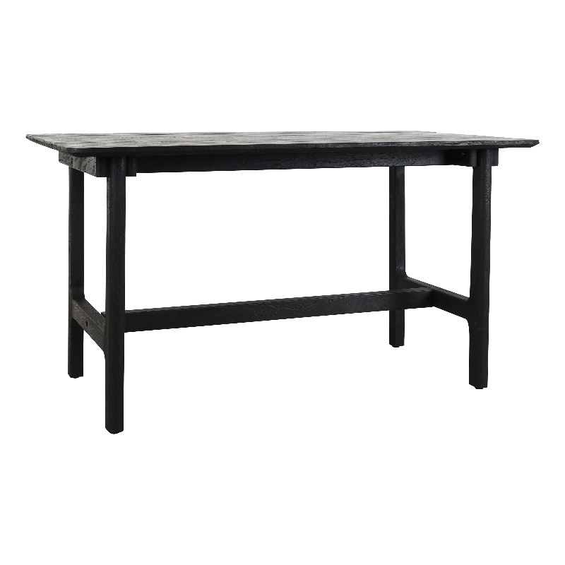 Pemberly Row Transitional Teak Wood Outdoor Counter Table in Matte Black