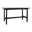 Pemberly Row Transitional Teak Wood Outdoor Counter Table in Matte Black