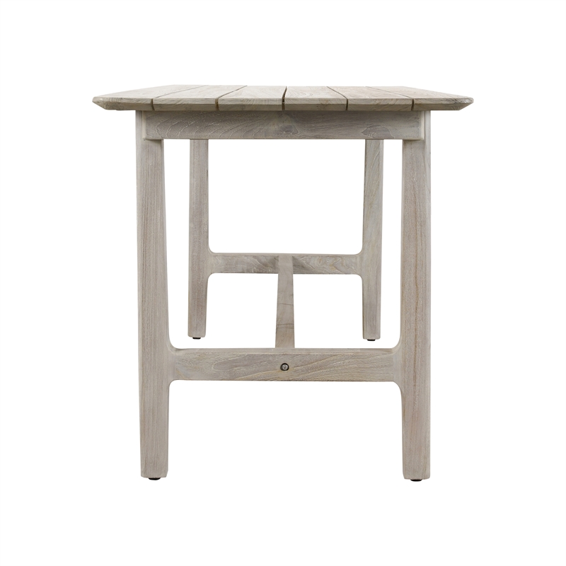 Pemberly Row Transitional Teak Wood Outdoor Counter Table in Matte Gray