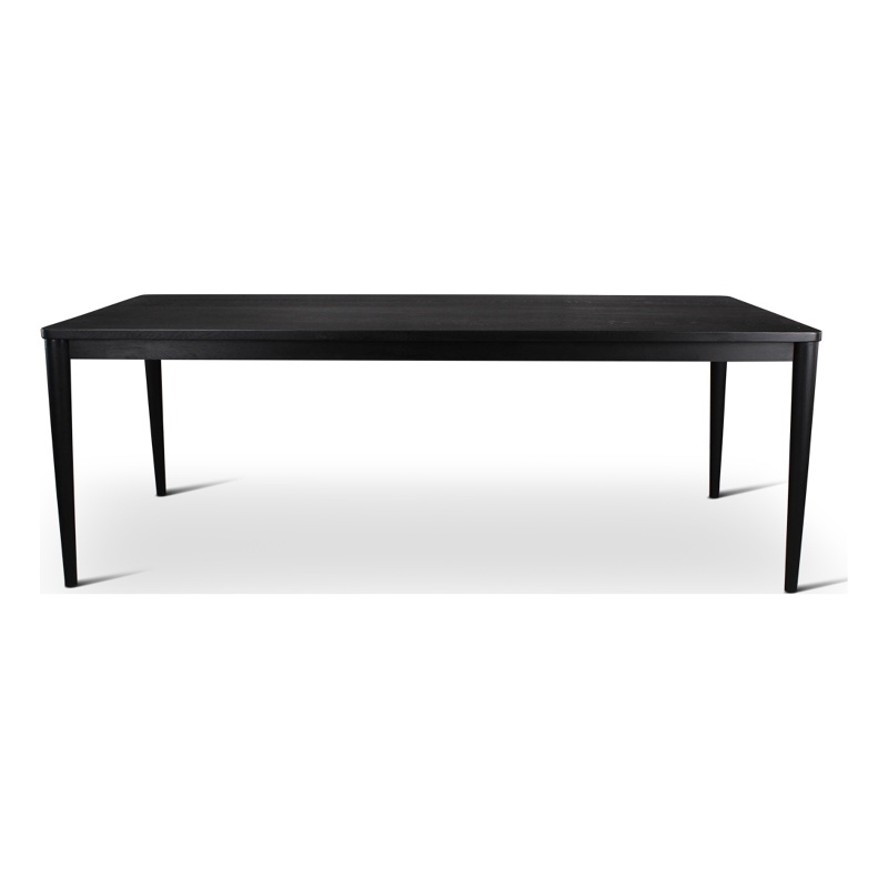 Pemberly Row Transitional Teak Wood Outdoor Dining Table in Matte Black