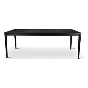Pemberly Row Transitional Teak Wood Outdoor Dining Table in Matte Black