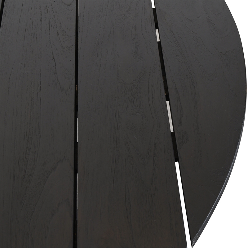 Pemberly Row Transitional Round Wood Outdoor Dining Table in Matte Black