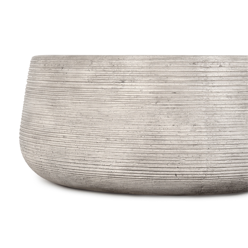 Pemberly Row Concrete Stone Outdoor Coffee Table in Rough Light Gray