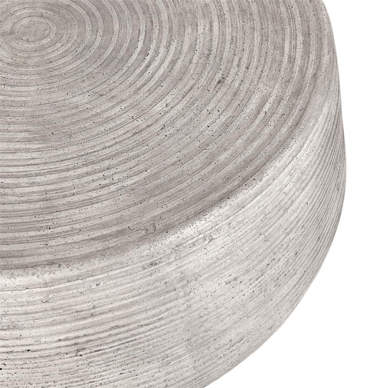 Pemberly Row Concrete Stone Outdoor Coffee Table in Rough Light Gray