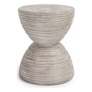 Pemberly Row Concrete Stone Outdoor Accent Table in Rough Light Gray