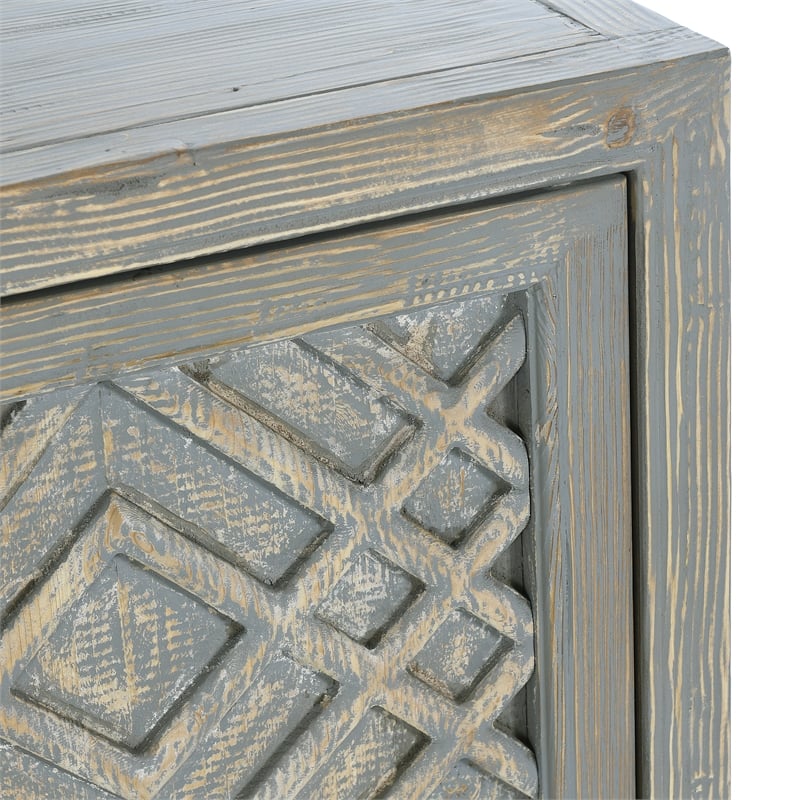 Pemberly Row 4-Door Transitional Wood Sideboard in Antique Blue