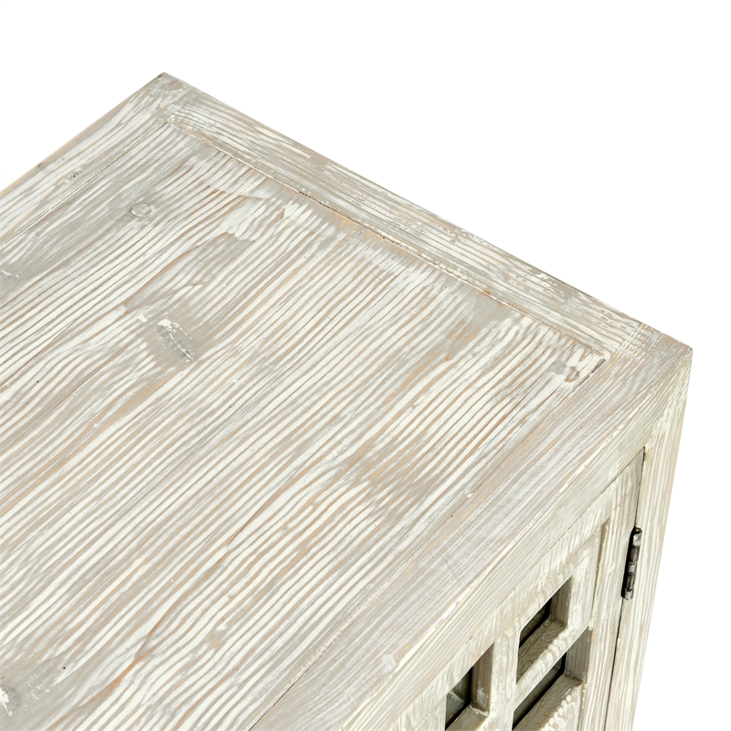 Pemberly Row 6-Door Transitional Wood Sideboard in Distressed Ivory