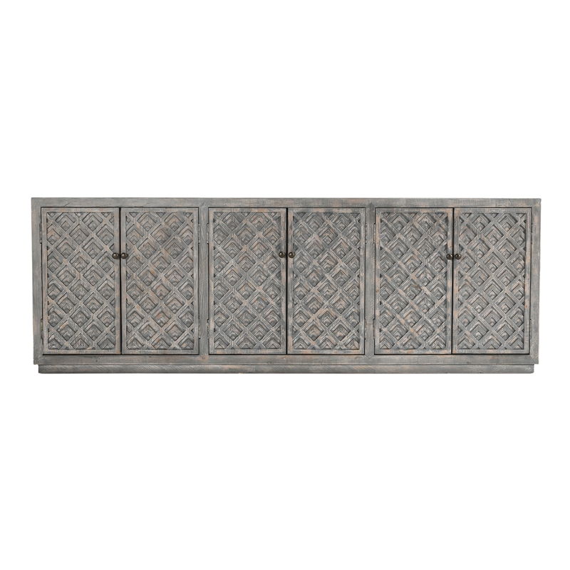 Pemberly Row 6-Door Transitional Wood Sideboard in Antique Blue