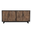 Pemberly Row 4-Door Farmhouse Wood Sideboard in Natural Brown/Dark Black