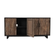 Pemberly Row 4-Door Farmhouse Wood Sideboard in Natural Brown/Dark Black