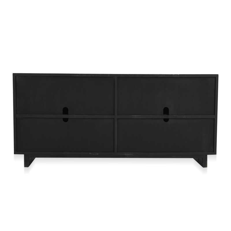 Pemberly Row 4-Door Farmhouse Wood Sideboard in Natural Brown/Dark Black