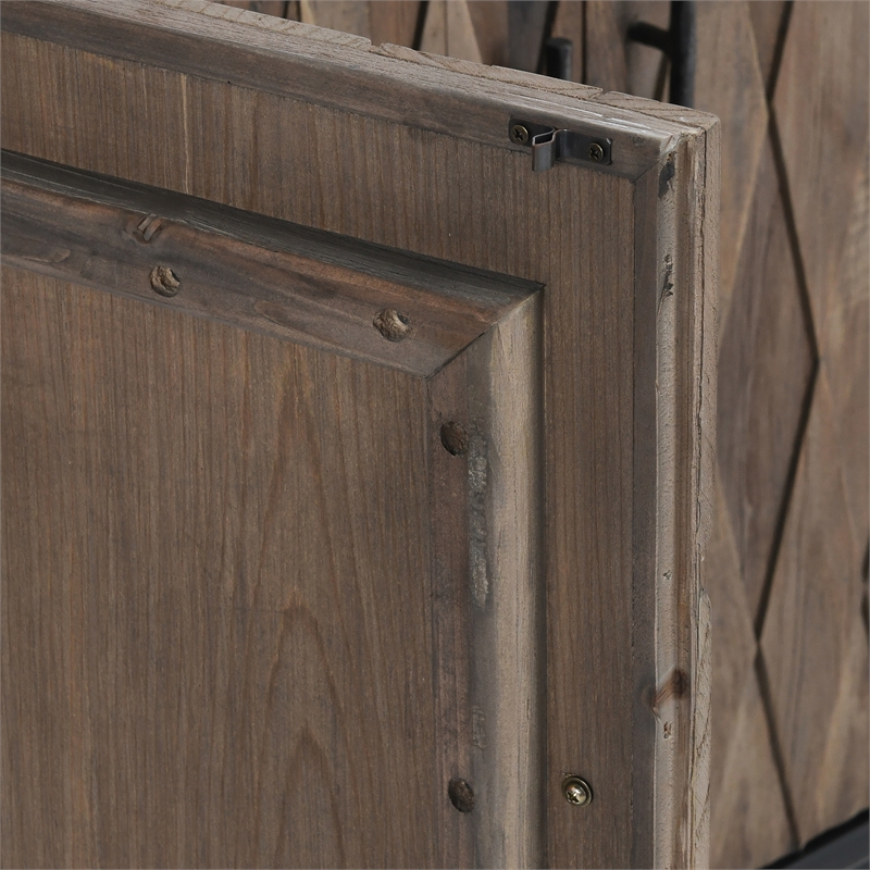 Pemberly Row 4-Door Farmhouse Wood Sideboard in Natural Brown/Dark Black