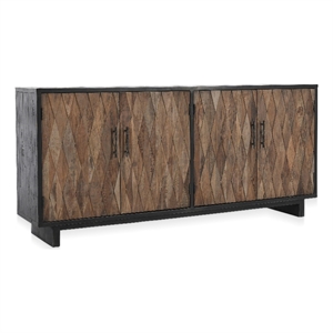 Pemberly Row 4-Door Farmhouse Wood Sideboard in Natural Brown/Dark Black