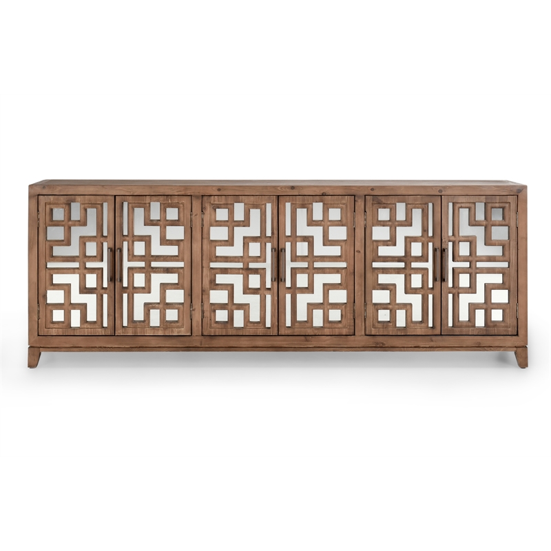 Pemberly Row 6-Door Transitional Wood Sideboard in Chestnut Brown