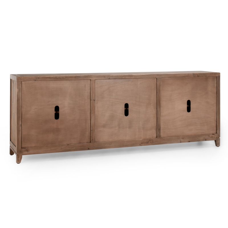 Pemberly Row 6-Door Transitional Wood Sideboard in Chestnut Brown
