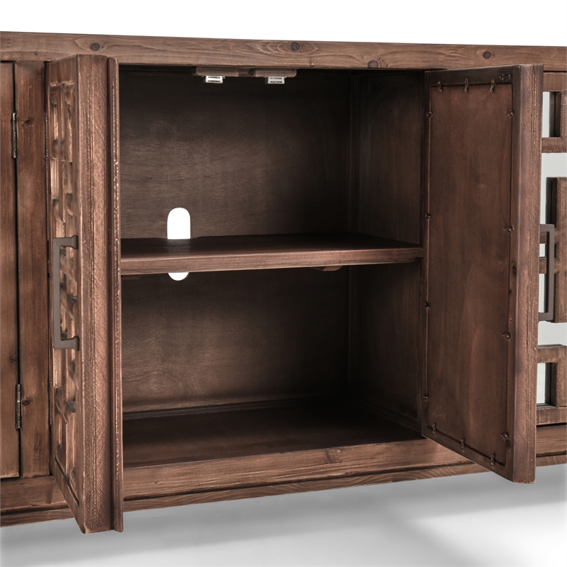 Pemberly Row 6-Door Transitional Wood Sideboard in Chestnut Brown