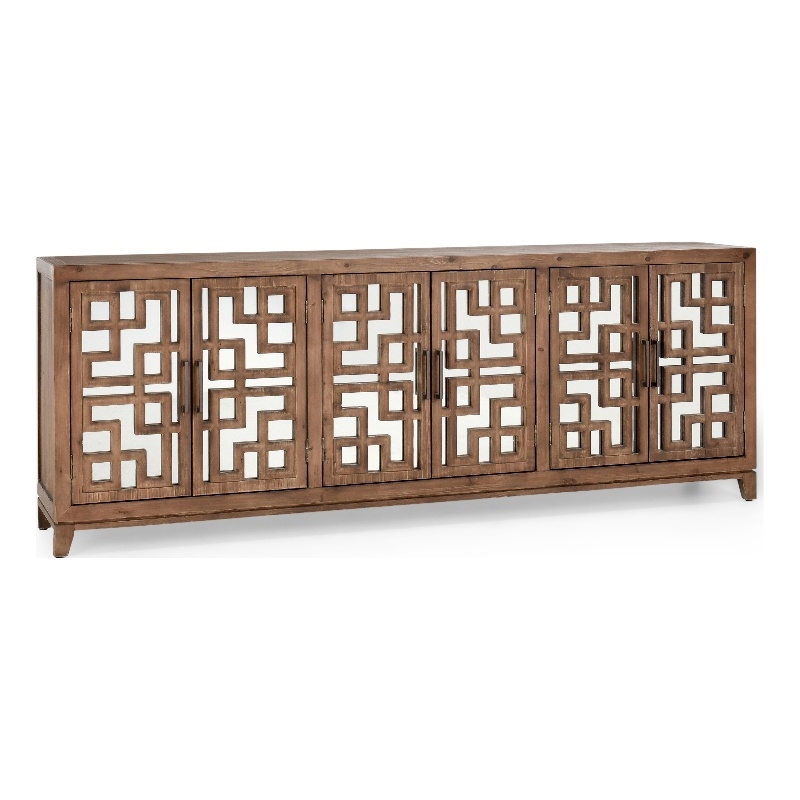 Pemberly Row 6-Door Transitional Wood Sideboard in Chestnut Brown