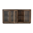 Pemberly Row 4-Door Transitional Solid Oak Wood Sideboard in Brown